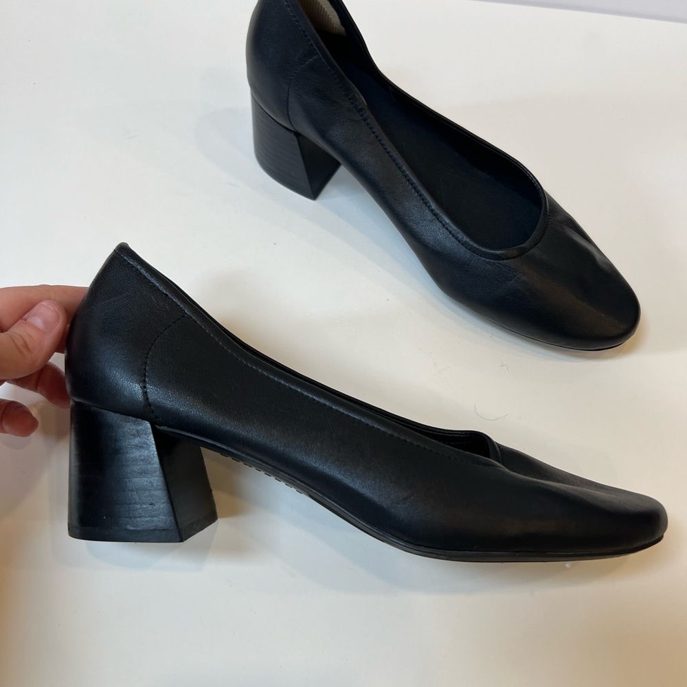 Com and Sens Ballerina Toe with Block Heel Black Shoes Size 9.5